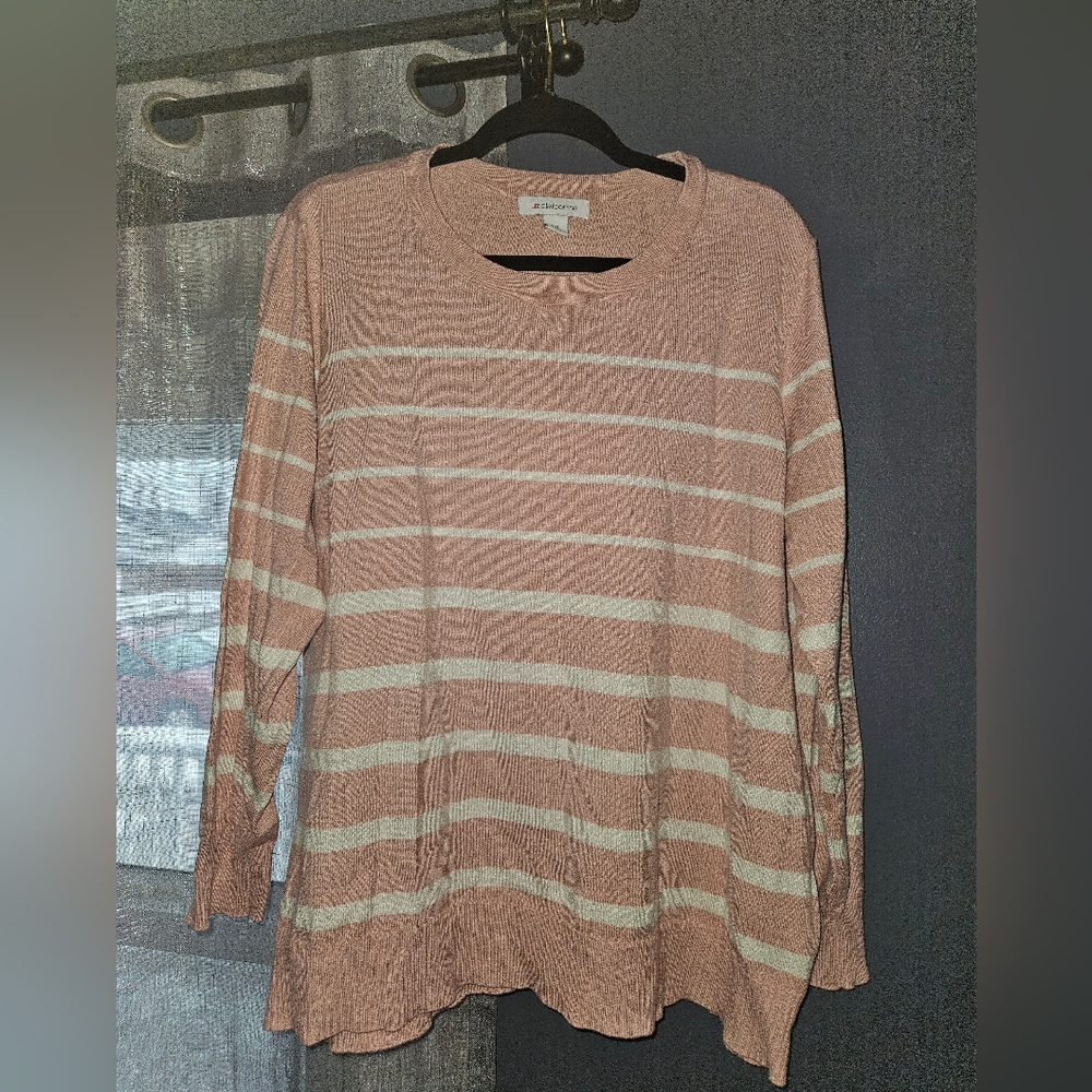 Liz Claiborne Pink and White Striped Top